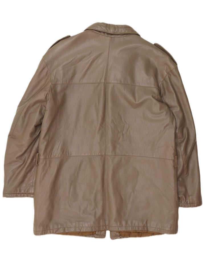 Vintage Mens Military Leather Jacket IT 52 XL Brown