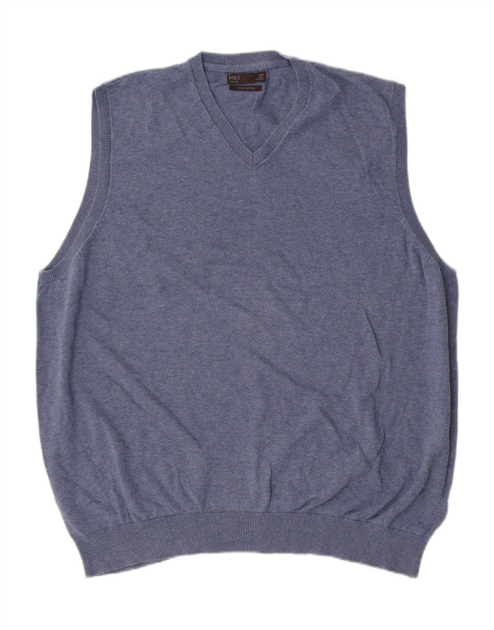 Marks & Spencer Mens Vest Tank Top 2XL Blue Cotton