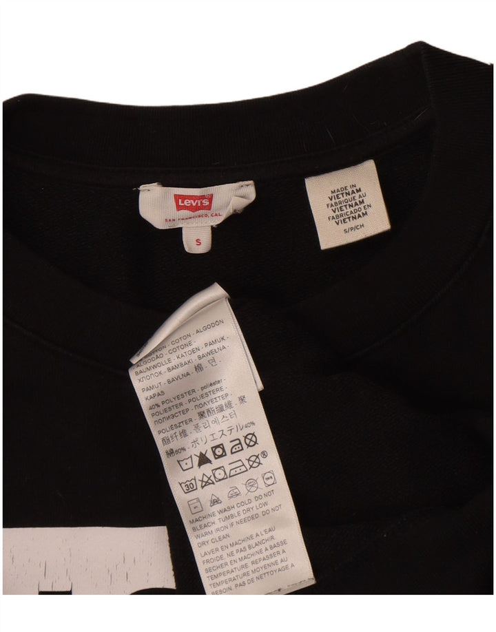 Levi's Womens Graphic Oversized Sweatshirt Jumper UK 10 Small Black Cotton