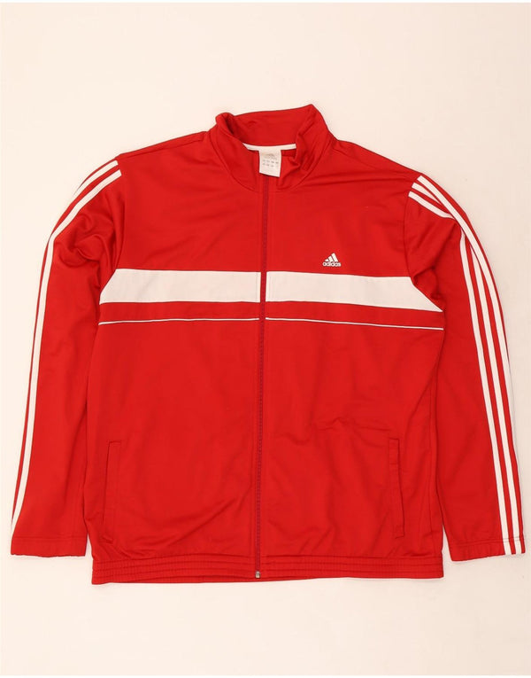 Adidas Mens Tracksuit Top Jacket 2XL Red Colourblock Polyester
