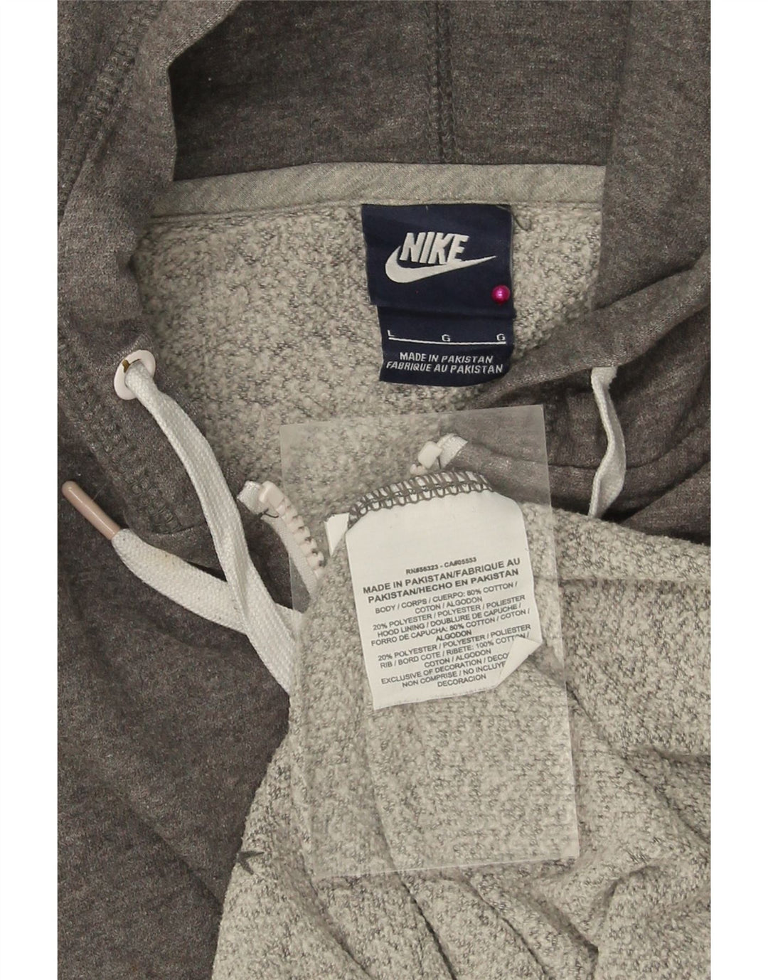 NIKE Mens Zip Hoodie Sweater Large Grey Cotton Vintage Nike and Second-Hand Nike from Messina Hembry 