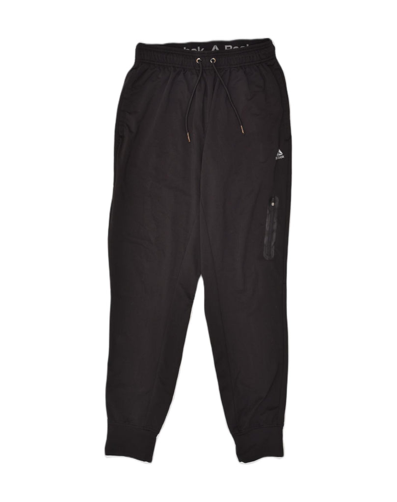 REEBOK Mens Tracksuit Trousers Joggers Small Black Polyester | Vintage Reebok | Thrift | Second-Hand Reebok | Used Clothing | Messina Hembry 