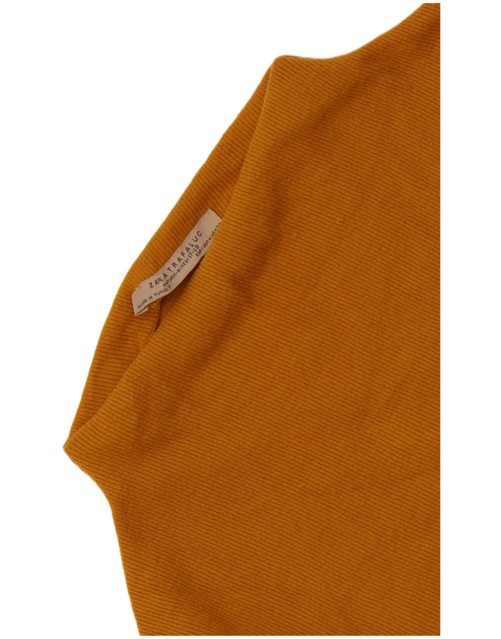 Zara Womens Crop Turtle Neck Jumper Sweater UK 12 Medium Yellow