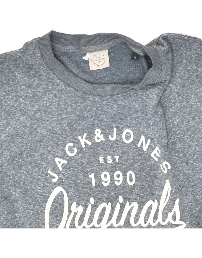 JACK & JONES Mens Graphic Sweatshirt Jumper Medium Blue Flecked Polyester | Vintage Jack & Jones | Thrift | Second-Hand Jack & Jones | Used Clothing | Messina Hembry 