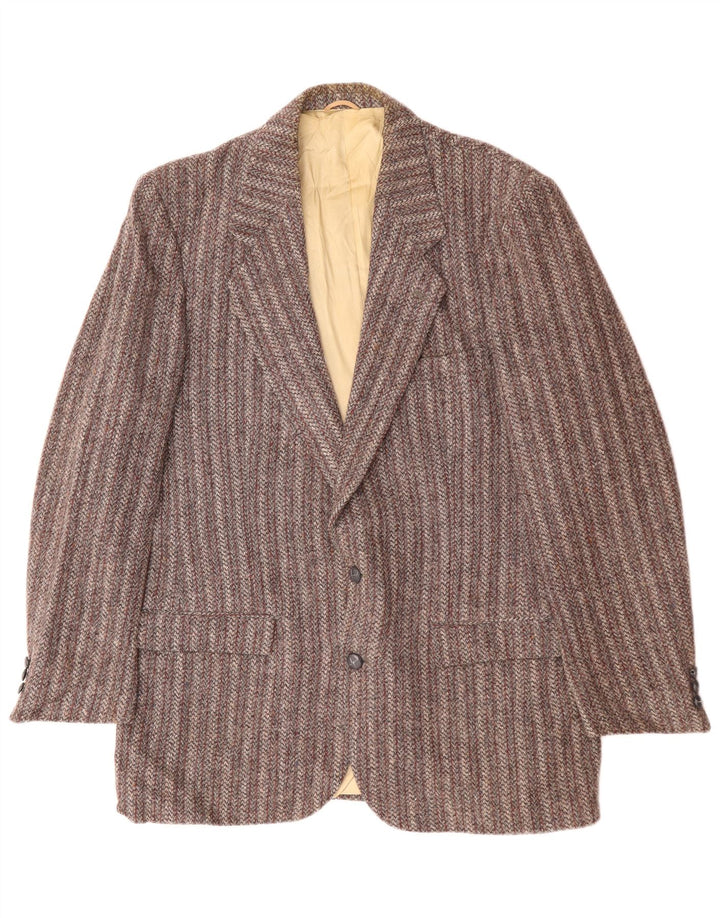 HARRIS TWEED Mens 2 Button Blazer Jacket UK 38 Medium Grey Striped