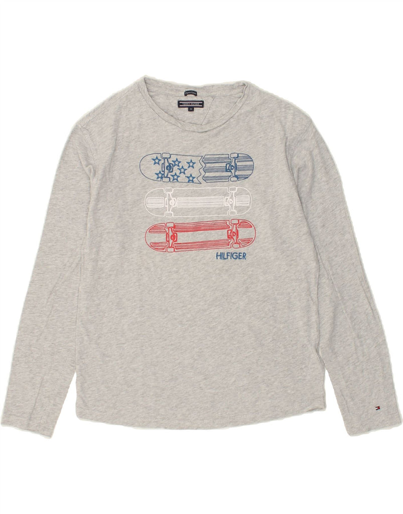 TOMMY HILFIGER Boys Graphic Top Long Sleeve 13-14 Years Grey Cotton | Vintage Tommy Hilfiger | Thrift | Second-Hand Tommy Hilfiger | Used Clothing | Messina Hembry 