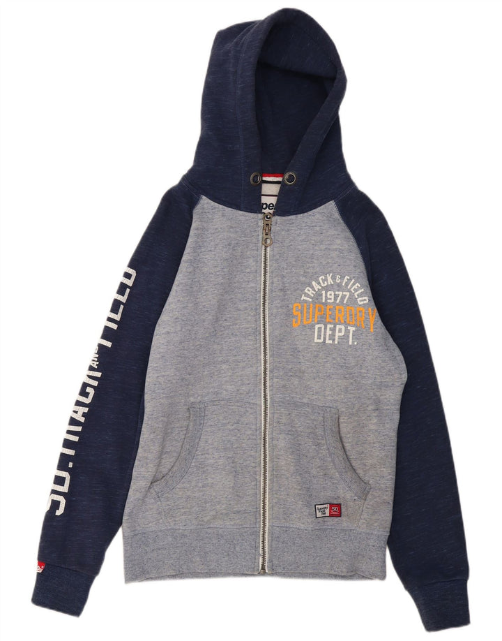 SUPERDRY Mens Track & Field Zip Hoodie Sweater Medium Navy Blue