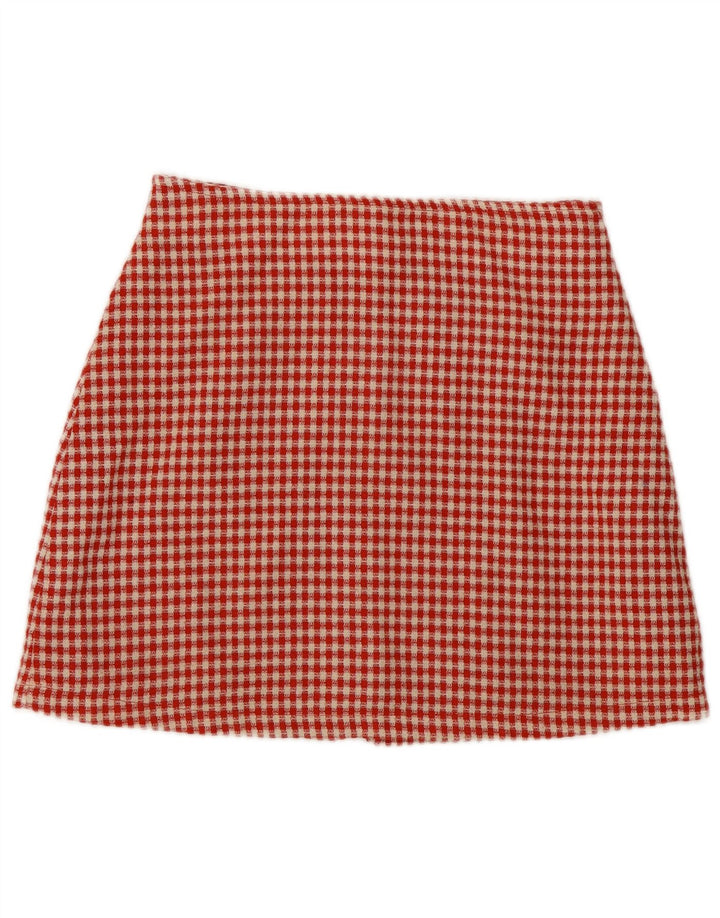 Galleria Womens Mini Skirt IT 46 Large W28 Red Gingham Polyester