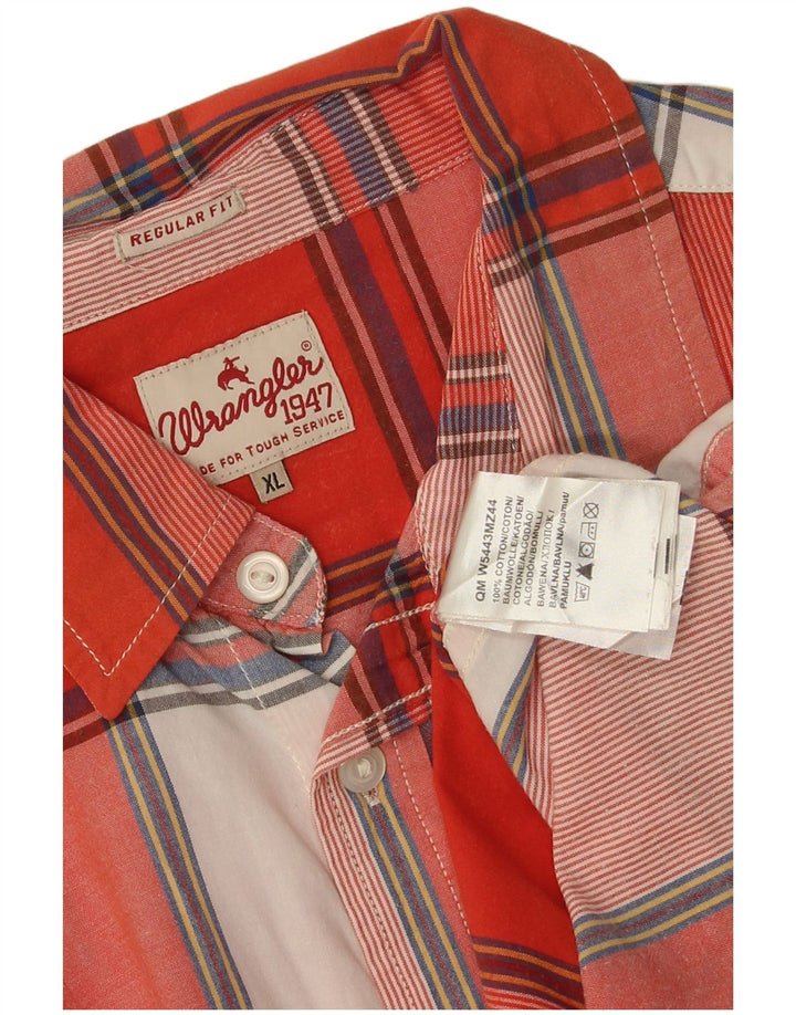 Wrangler Mens Short Sleeve Regular Fit Shirt XL Red Check Cotton