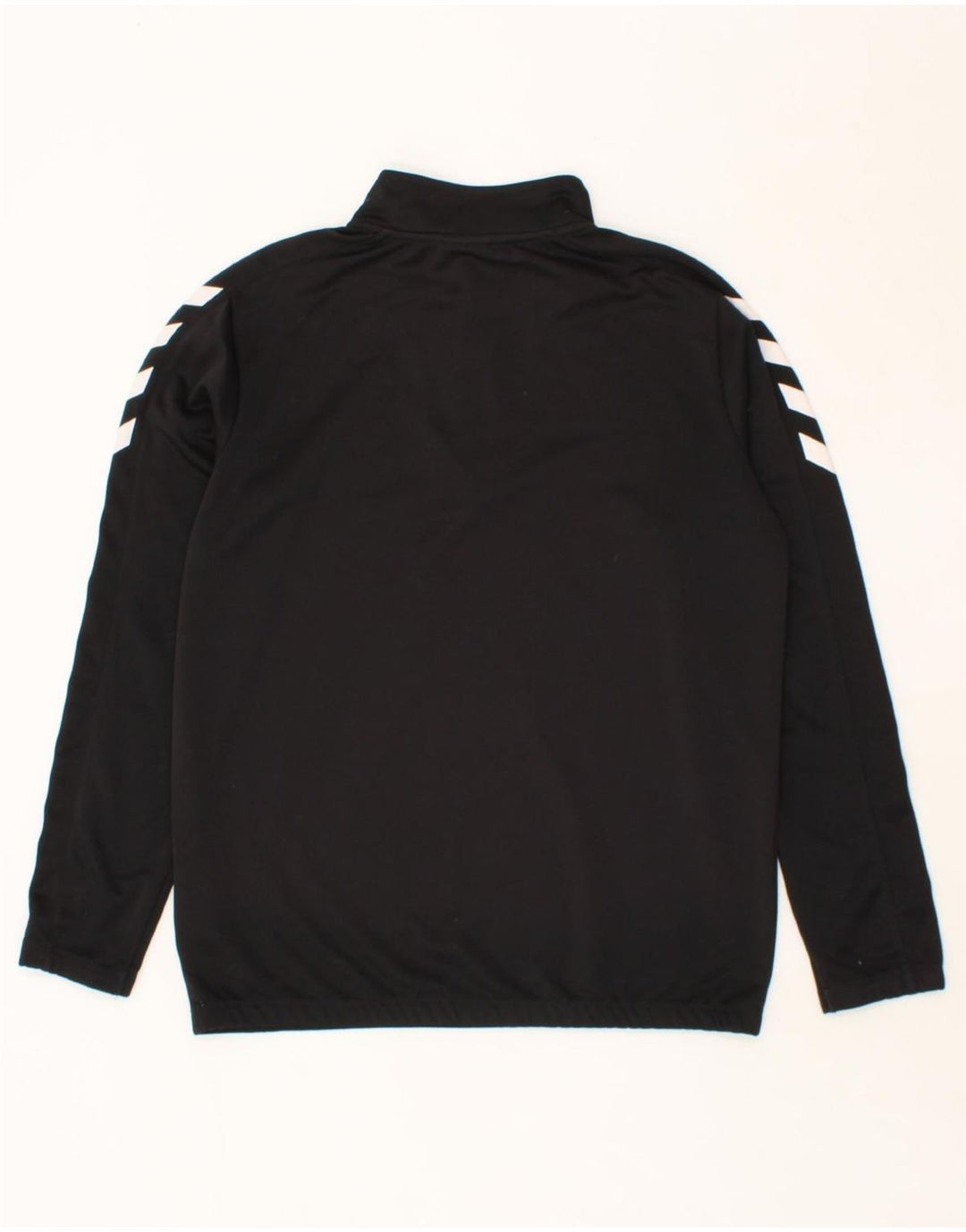 HUMMEL Mens Graphic Zip Neck Pullover Tracksuit Top Small Black Polyester Vintage Hummel and Second-Hand Hummel from Messina Hembry 