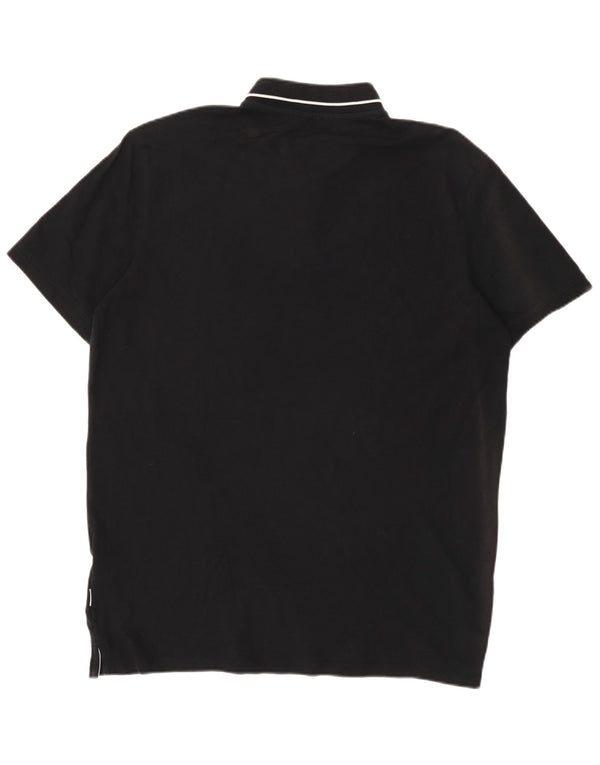Jack & Jones Mens Polo Shirt 2XL Black Striped Cotton