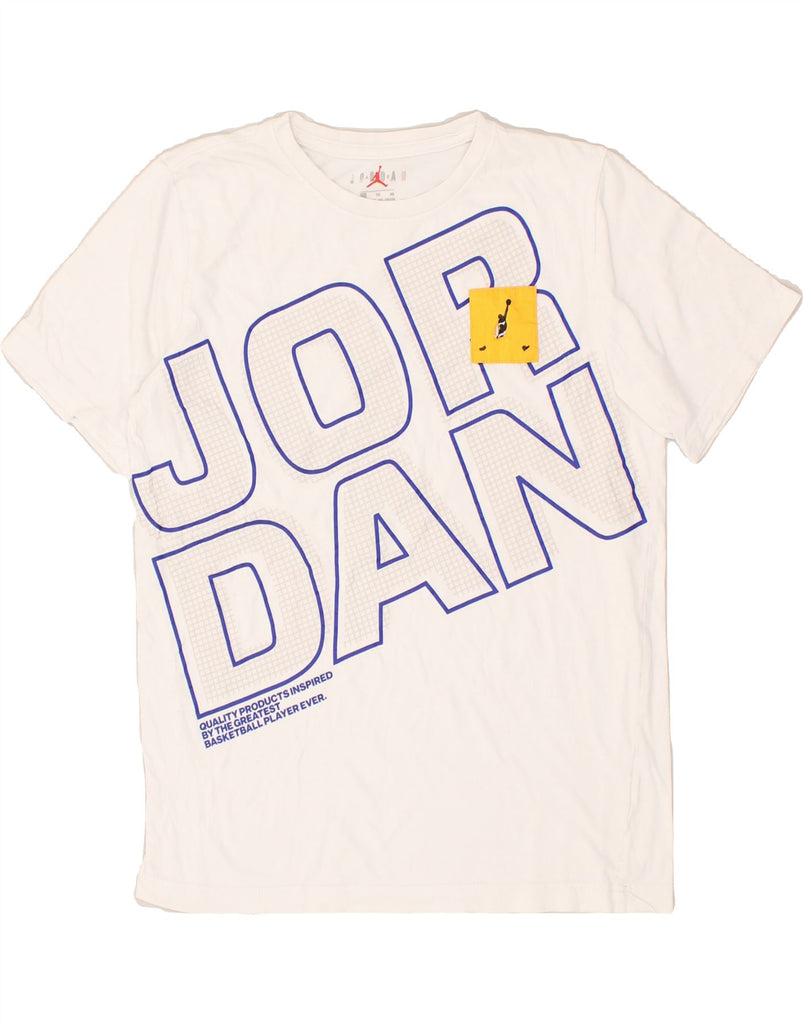 JORDAN Boys Graphic T-Shirt Top 10-11 Years XL White Cotton | Vintage Jordan | Thrift | Second-Hand Jordan | Used Clothing | Messina Hembry 