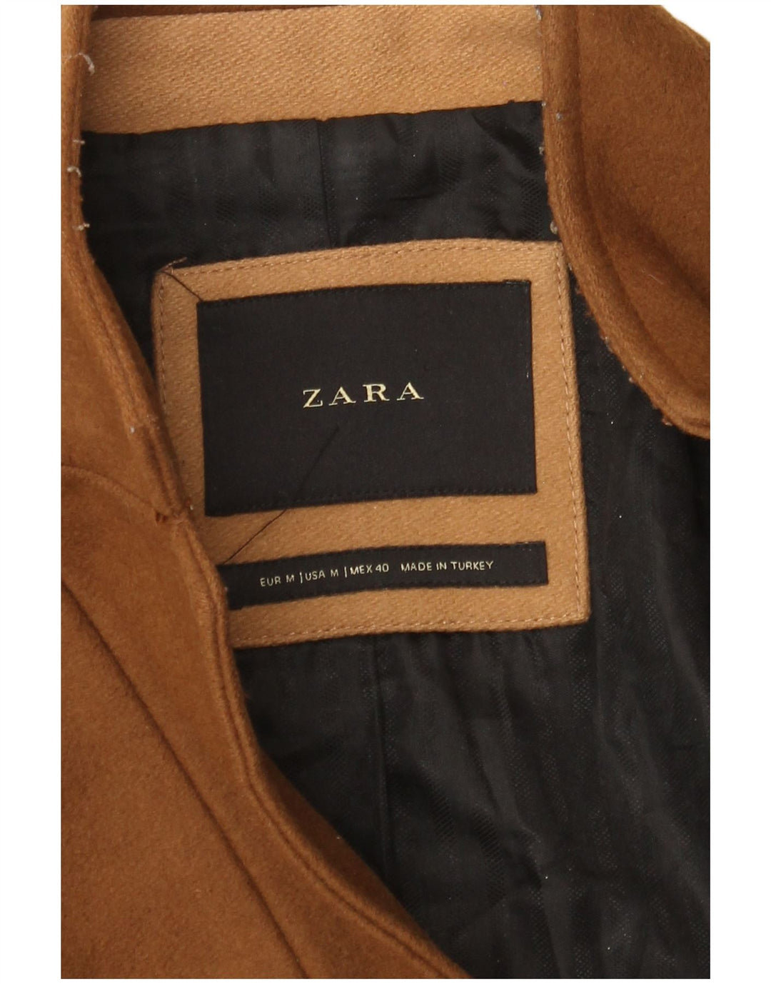 Zara Mens Overcoat UK 38 Medium Brown