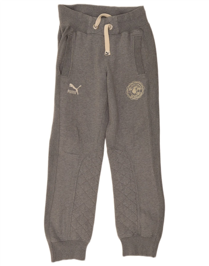 Puma Mens Graphic Tracksuit Trousers Joggers Small Grey Cotton