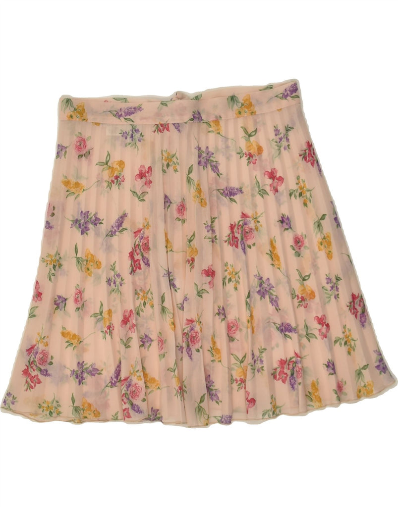 VINTAGE Womens Pleated Wrap Skirt UK 12 Medium W24  Pink Floral Polyester | Vintage Vintage | Thrift | Second-Hand Vintage | Used Clothing | Messina Hembry 