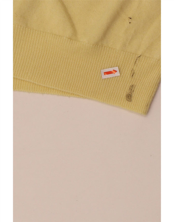 Vintage Mens Sleeveless Cardigan Sweater Large Yellow Wool