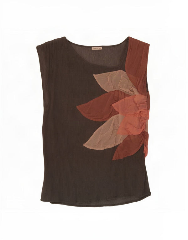 Penny Black Womens Sleeveless Blouse Top UK 12 Medium Brown Floral