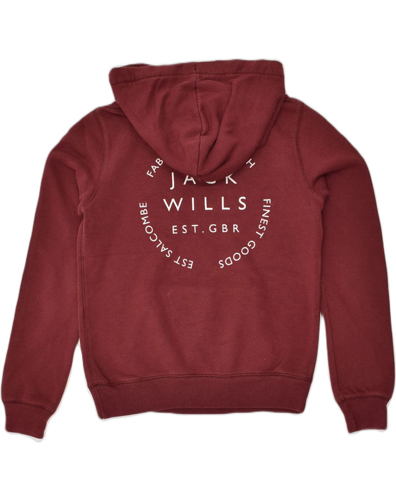 JACK WILLS Womens Classic Fit Graphic Hoodie Jumper UK 10 Small  Burgundy | Vintage Jack Wills | Thrift | Second-Hand Jack Wills | Used Clothing | Messina Hembry 