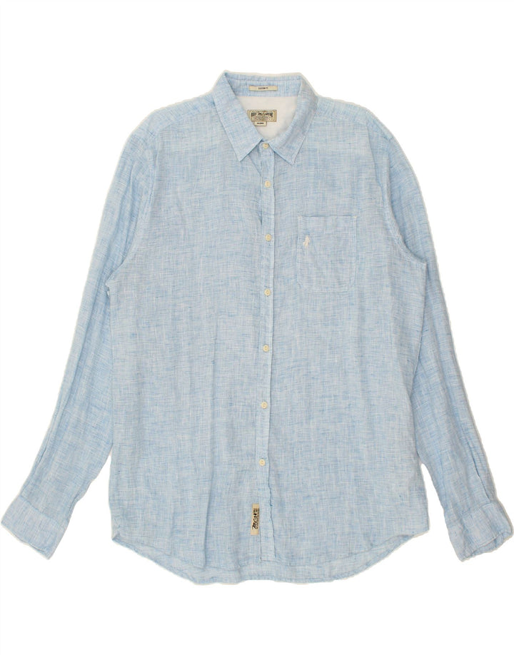 MARLBORO CLASSICS Mens Custom Fit Shirt 2XL Blue Linen