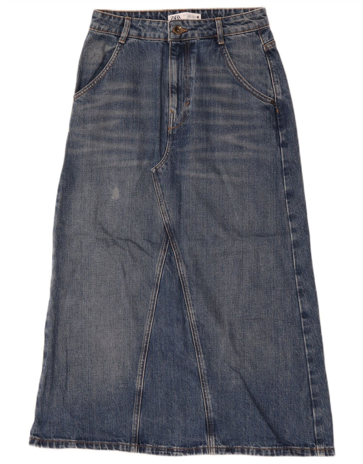 Zara Womens Denim Skirt Small W26  Blue Cotton