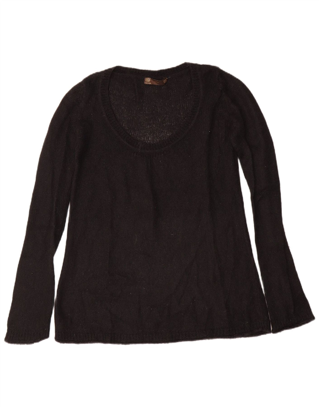 ZARA Womens Boat Neck Jumper Sweater UK 14 Medium Black Acrylic