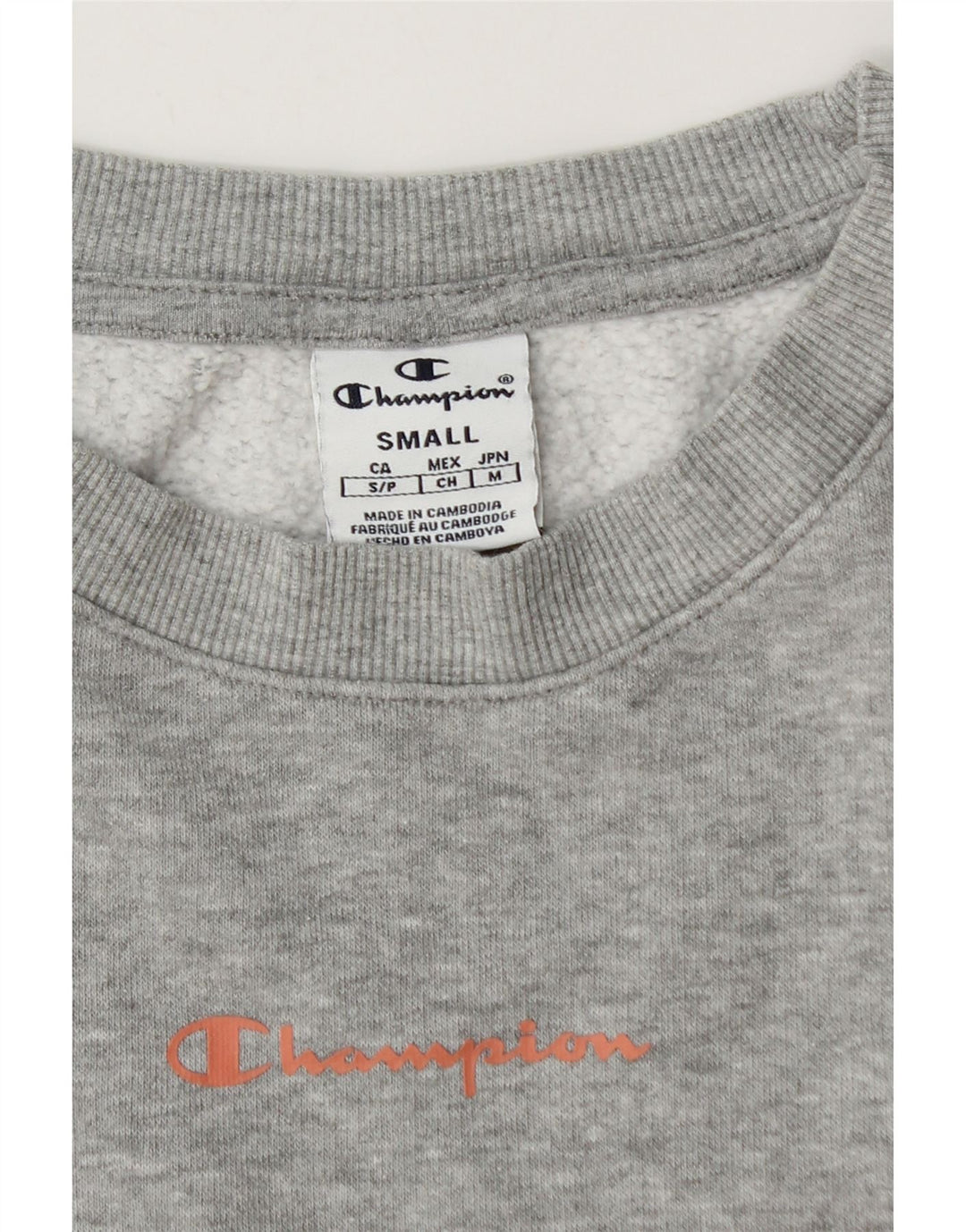Champion Womens Crop Oversized Sweatshirt Jumper UK 10 Small Grey Flecked