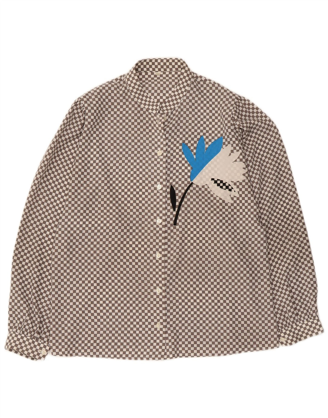 Vintage Womens Shirt Blouse UK 16 Large Grey Geometric Polyester