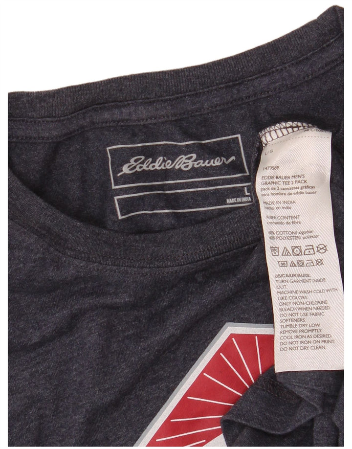 EDDIE BAUER Mens Graphic T-Shirt Top Large Navy Blue Cotton