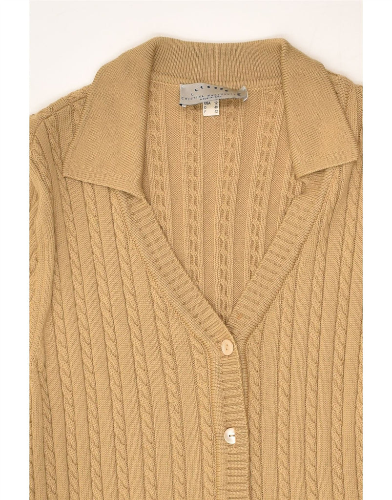 CRISTINA MAZZONETT Womens Cardigan Sweater US 12 Large Beige Cotton | Vintage Cristina Mazzonett | Thrift | Second-Hand Cristina Mazzonett | Used Clothing | Messina Hembry 