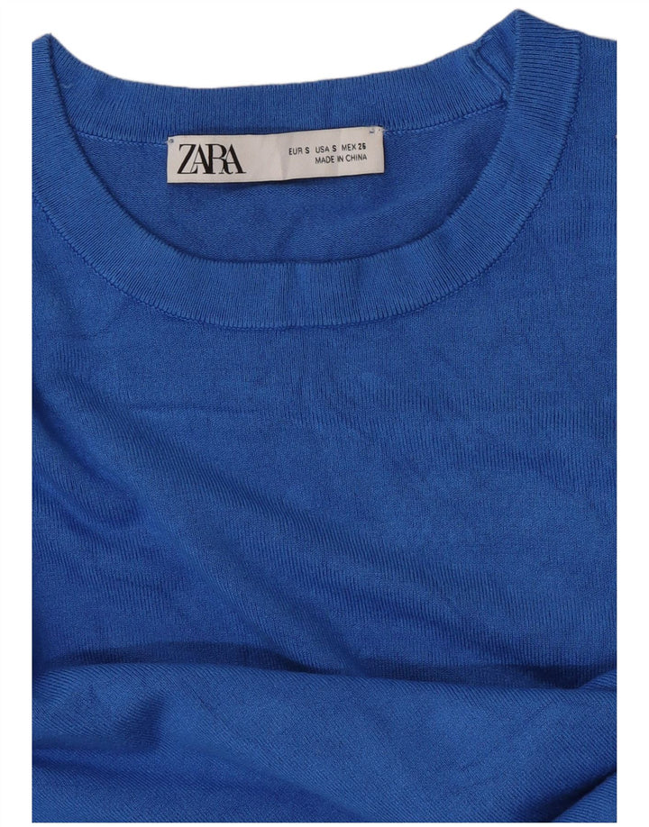 Zara Womens Boat Neck Jumper Sweater UK 10 Small Blue