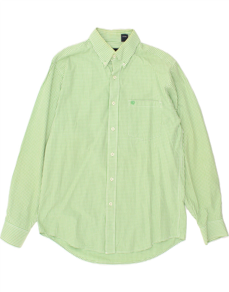 IZOD Mens Shirt Medium Green Gingham Cotton Vintage Izod and Second-Hand Izod from Messina Hembry 
