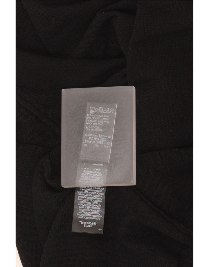 Marks & Spencer Womens Crop Open Cardigan Sweater UK 16 Large Black Viscose