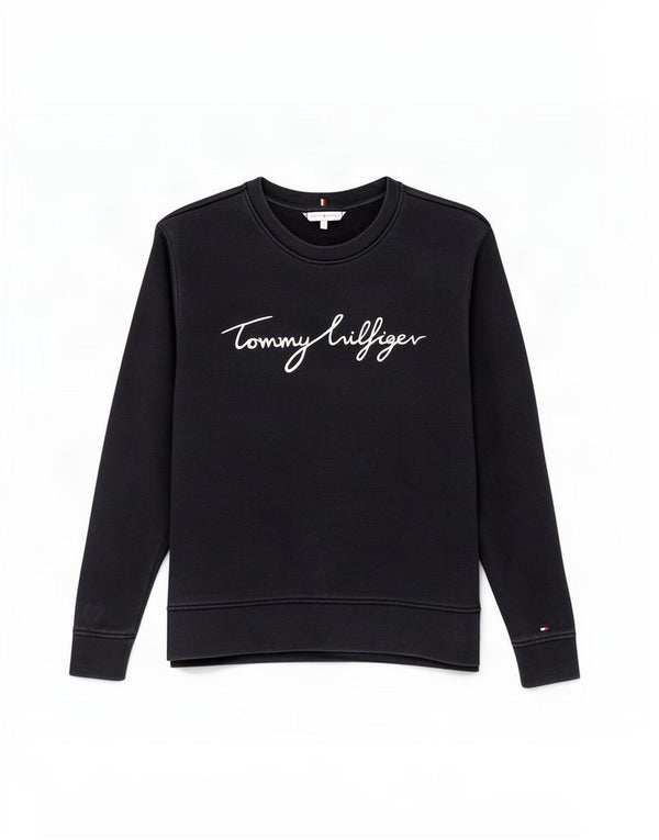 Tommy Hilfiger Womens Graphic Sweatshirt Jumper UK 10 Small Navy Blue