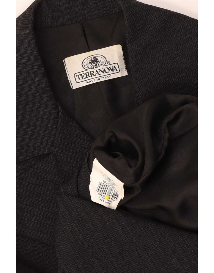 Terranova Womens Pea Coat UK 10 Small Black Striped Viscose