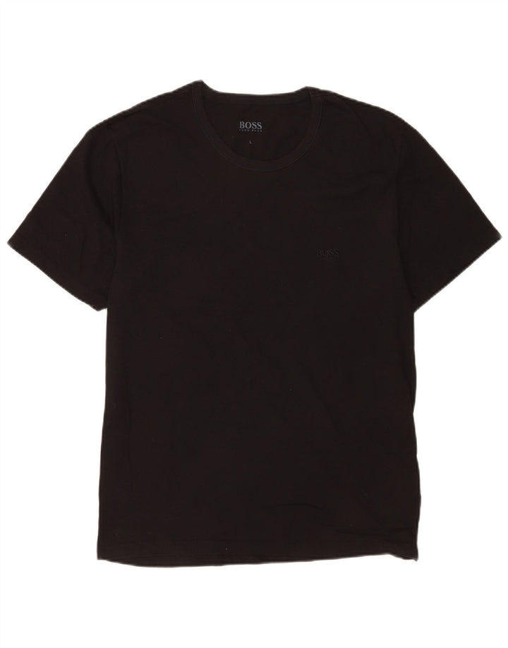 Hugo Boss Mens T-Shirt Top Large Black Cotton