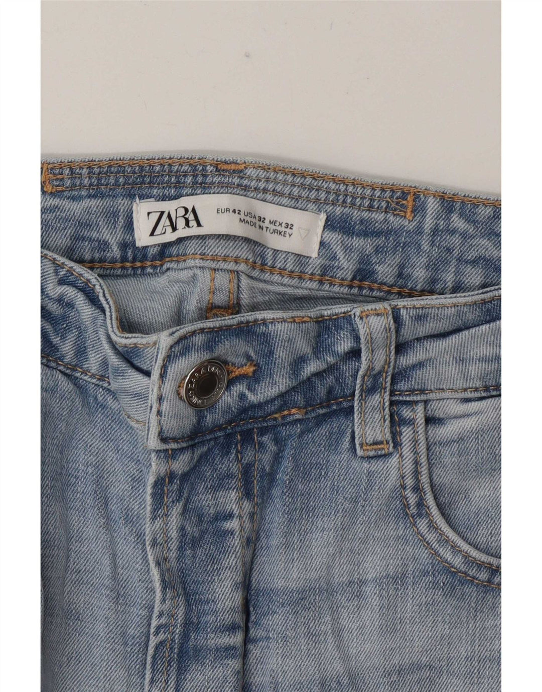 Zara Mens Distressed Slim Jeans UE 42 Large W32 L28 Blue