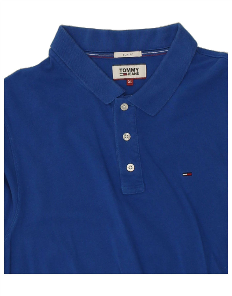 TOMMY HILFIGER Mens Slim Fit Polo Shirt XL Blue Cotton | Vintage Tommy Hilfiger | Thrift | Second-Hand Tommy Hilfiger | Used Clothing | Messina Hembry 