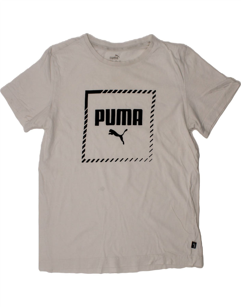 PUMA Boys Graphic T-Shirt Top 13-14 Years White Cotton Vintage Puma and Second-Hand Puma from Messina Hembry 