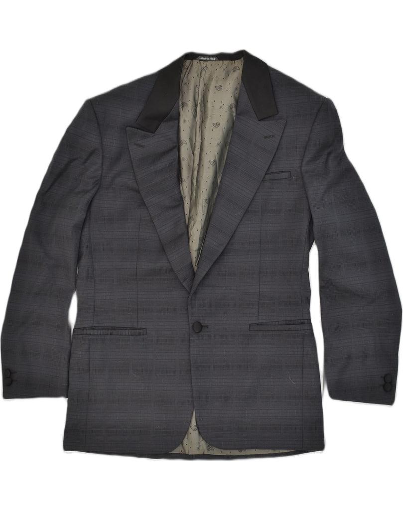 PRINCIPE Mens 1 Button Blazer Jacket IT 48 Medium Grey Striped Virgin Wool | Vintage Principe | Thrift | Second-Hand Principe | Used Clothing | Messina Hembry 