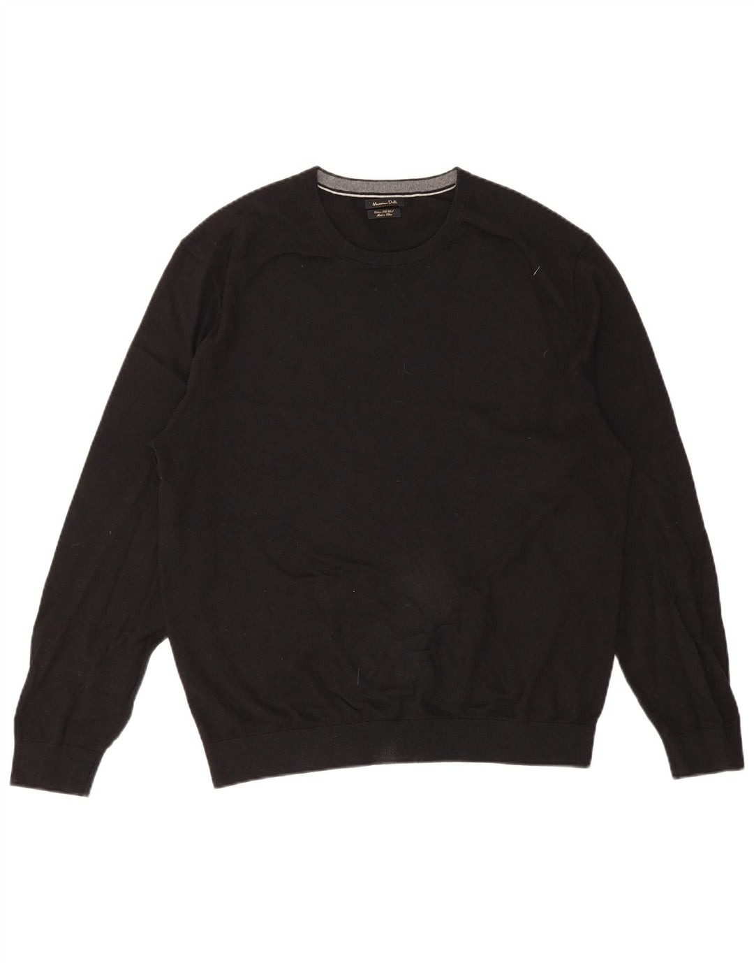 Massimo Dutti Mens Crew Neck Jumper Sweater 2XL Black Cotton