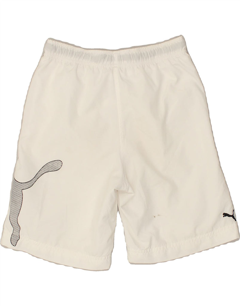 PUMA Boys Graphic Sport Shorts 9-10 Years White | Vintage Puma | Thrift | Second-Hand Puma | Used Clothing | Messina Hembry 