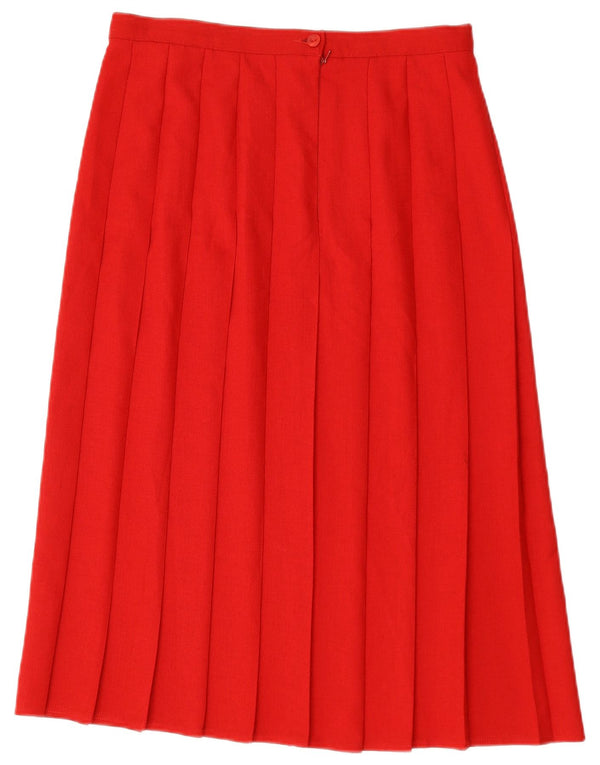 Marks & Spencer Womens Knife Pleated Skirt UK 16 Large W32 Red Polyester