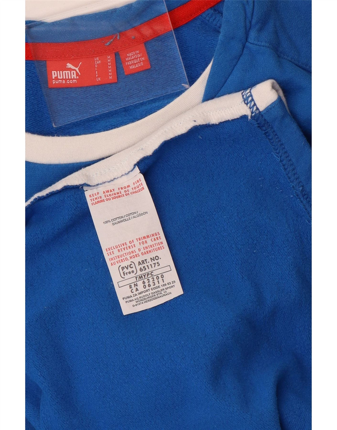 Puma Womens Top Long Sleeve UK 14 Medium Blue Colourblock Cotton