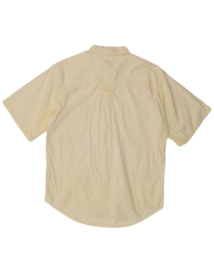 BOSTON Mens Short Sleeve Shirt Size 41 16 Large Yellow Cotton