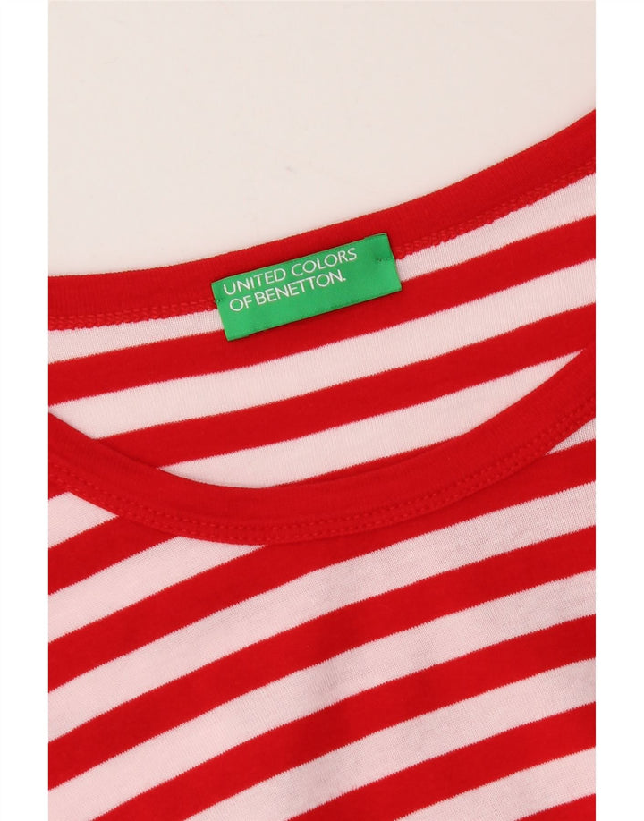 Benetton Womens T-Shirt Top UK 10 Small Red Striped