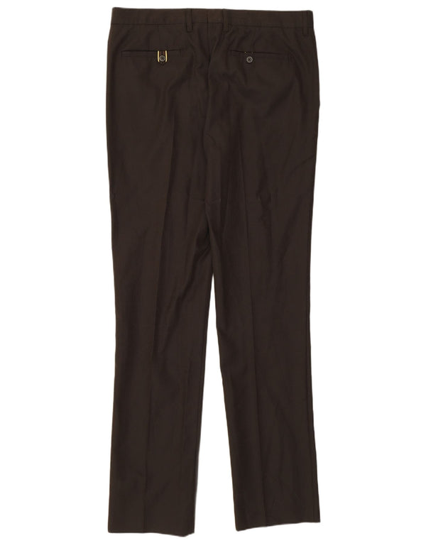 Zara Mens Straight Suit Trousers EU 44 Large W34 L35 Brown Pinstripe