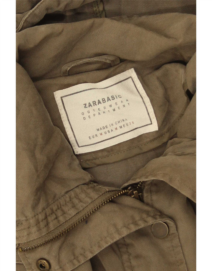 Zara Womens Hooded Oversized Parka Jacket UK 14 Medium Khaki