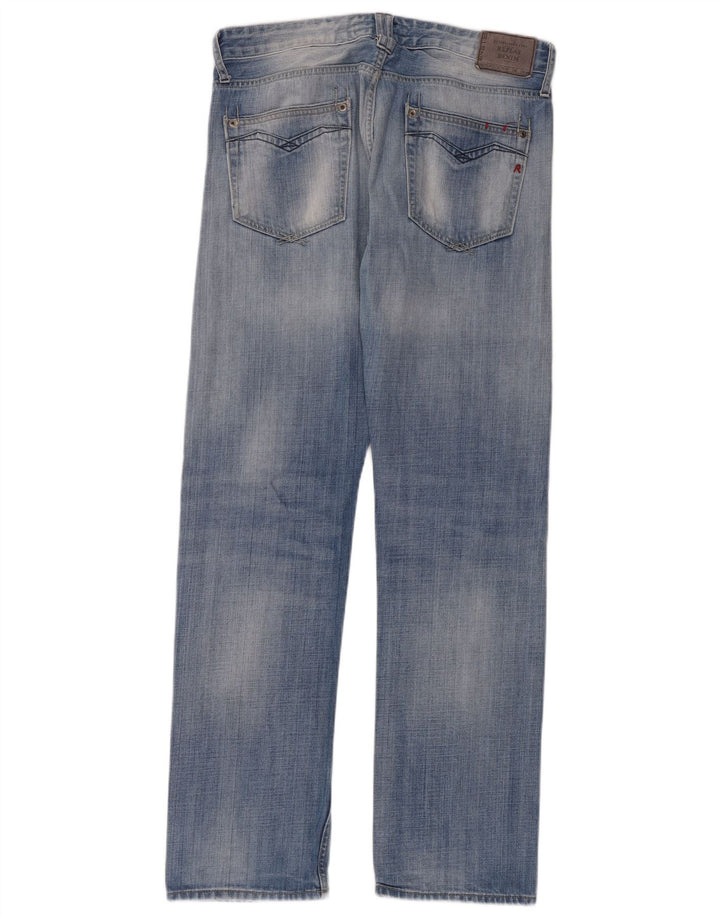 Replay Womens Straight Jeans W33 L34 Blue Cotton