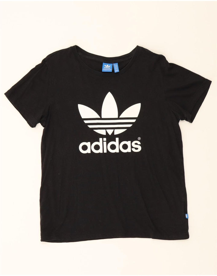ADIDAS Womens Oversized Graphic T-Shirt Top UK 8 Small Black Vintage Adidas and Second-Hand Adidas from Messina Hembry 