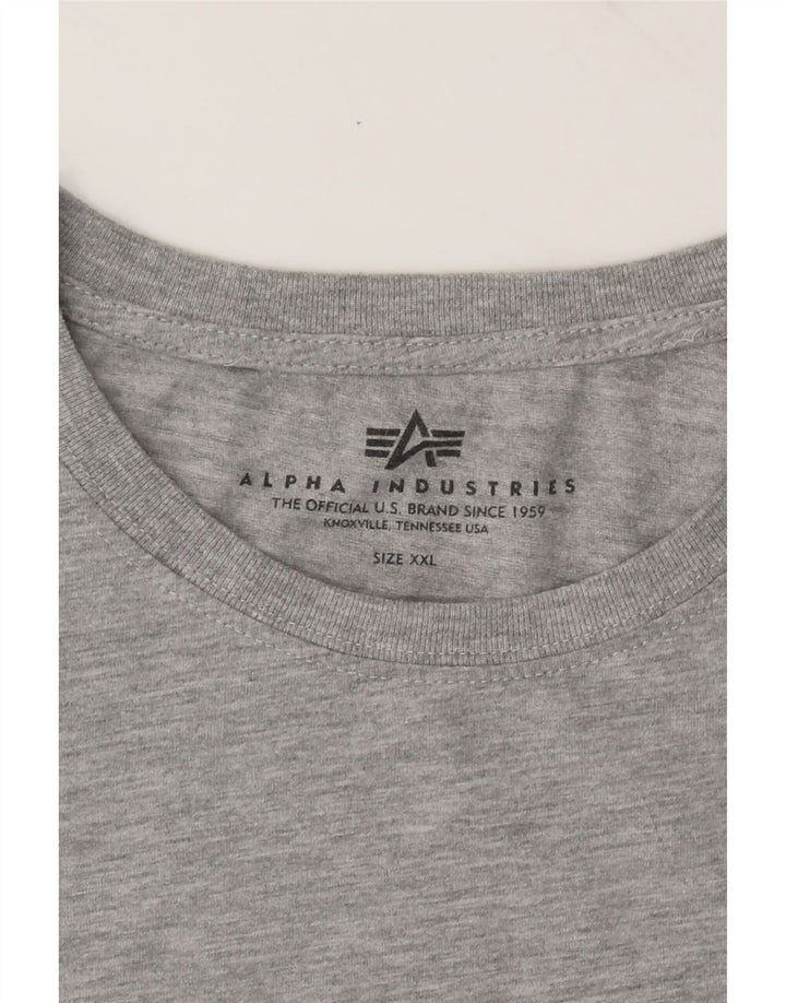 ALPHA INDUSTRIES Mens T-Shirt Top 2XL Grey Cotton Vintage Alpha Industries and Second-Hand Alpha Industries from Messina Hembry 